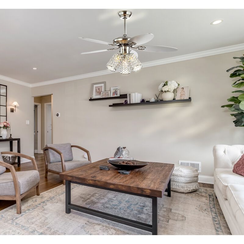 Kris 3-Light Crystal LED Ceiling Fan With Remote