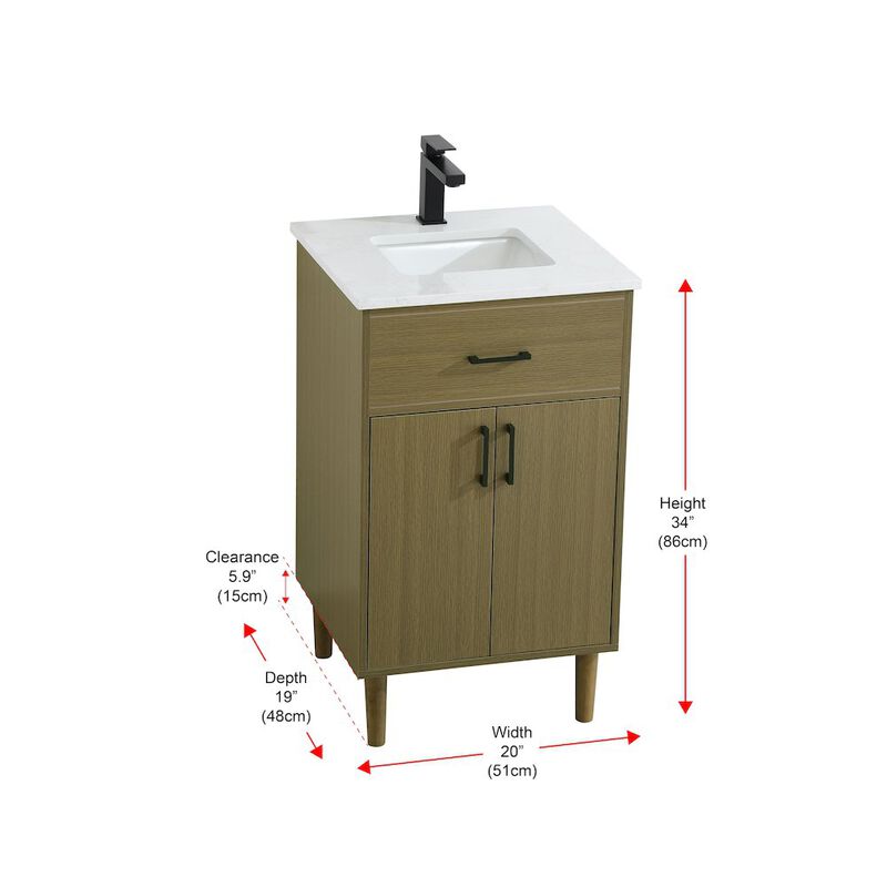 Elegant Kitchen and Bath Chandler 20 Inch Single Bathroom Vanity In Chestnut Brown