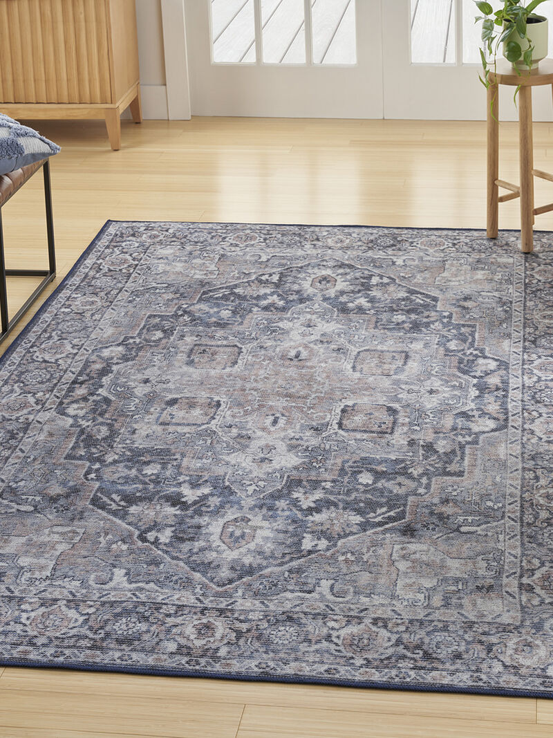 Machine Washable Series 1 SR101 Ivory/Navy 6' x 9' Rug