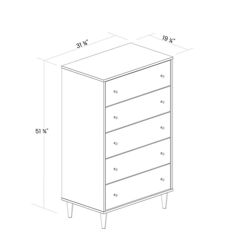 Bedroom Chest with 5 Drawers &ndash; Mid-Century Wood Dresser image number 4