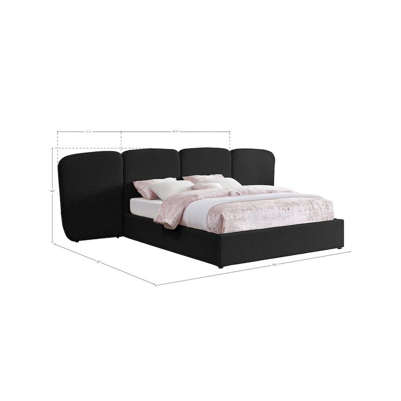 Meridian Furniture Shiloh Black Boucle Fabric King Bed