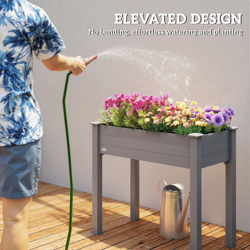 Hivvago 34" Wooden Raised Garden Bed with Drainage Holes image number 5