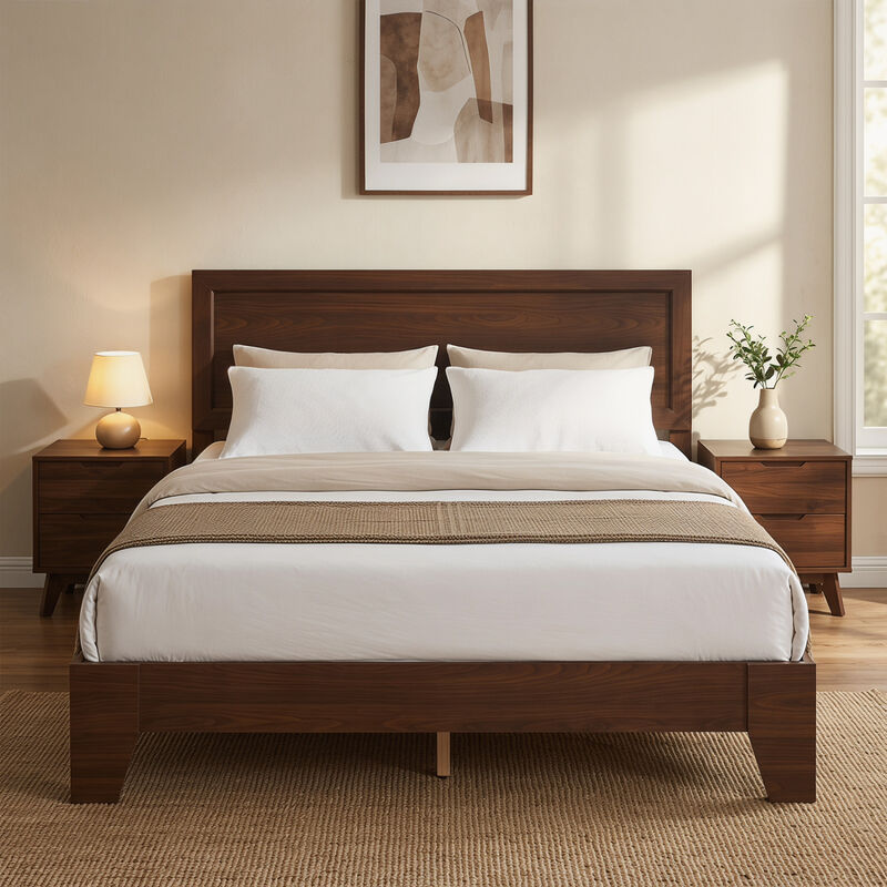 Modern Bedroom Bed Frame with Stylish Headboard Design image number 1