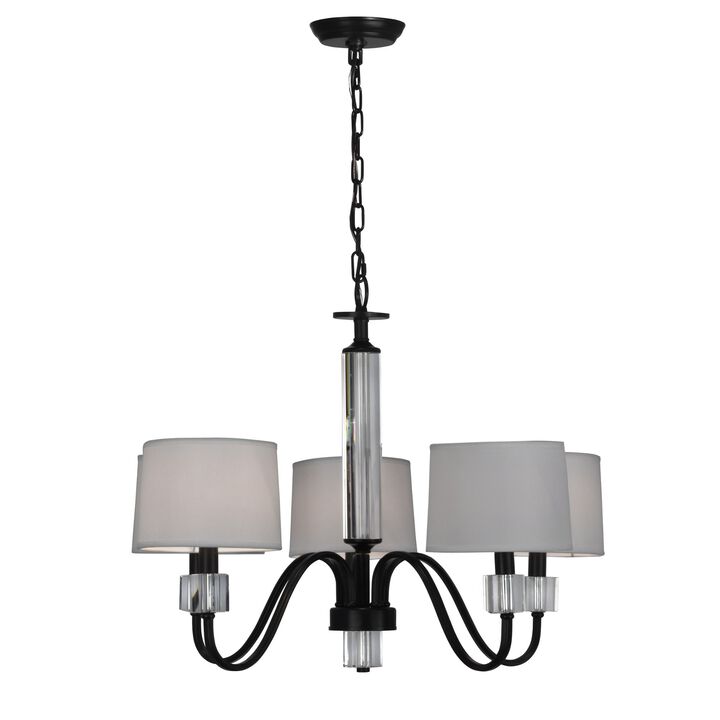29" White and Black Contemporary 5-Light Chandelier