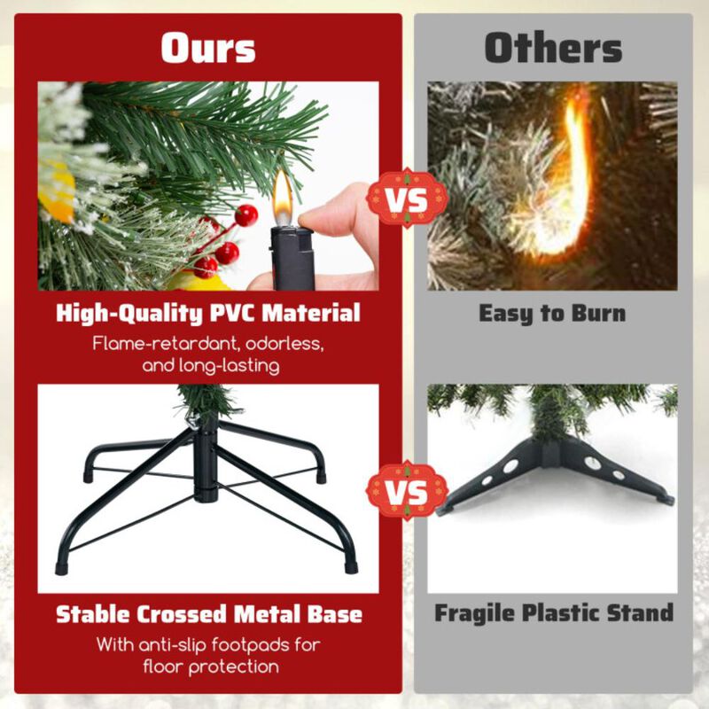 Hivvago Pre-Lit Artificial Christmas Tree with PVC and Pine Needles