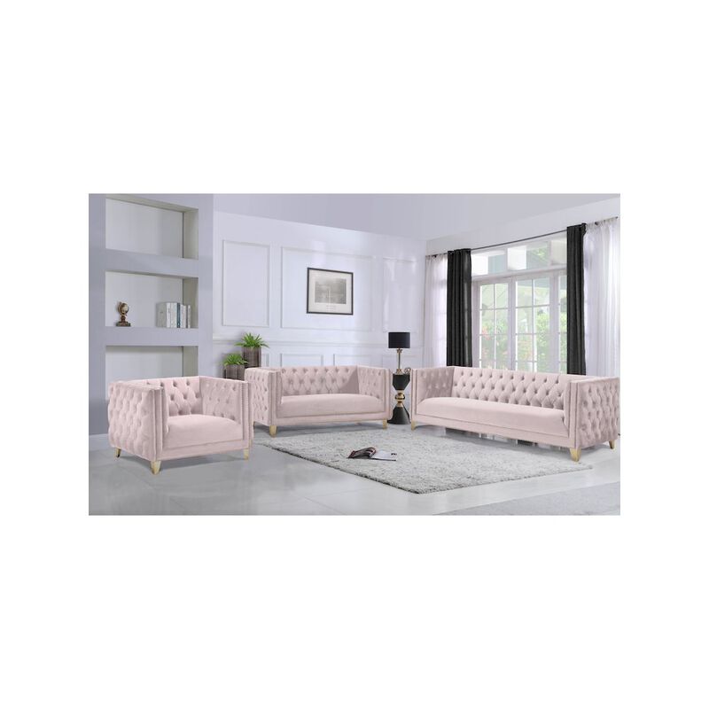 Meridian Furniture Michelle Pink Velvet Loveseat