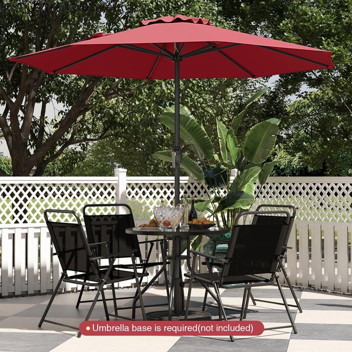 Outdoor Heavy Duty Market Umbrella with Crank Handle, 8 Sturdy Ribs Patio Umbrella