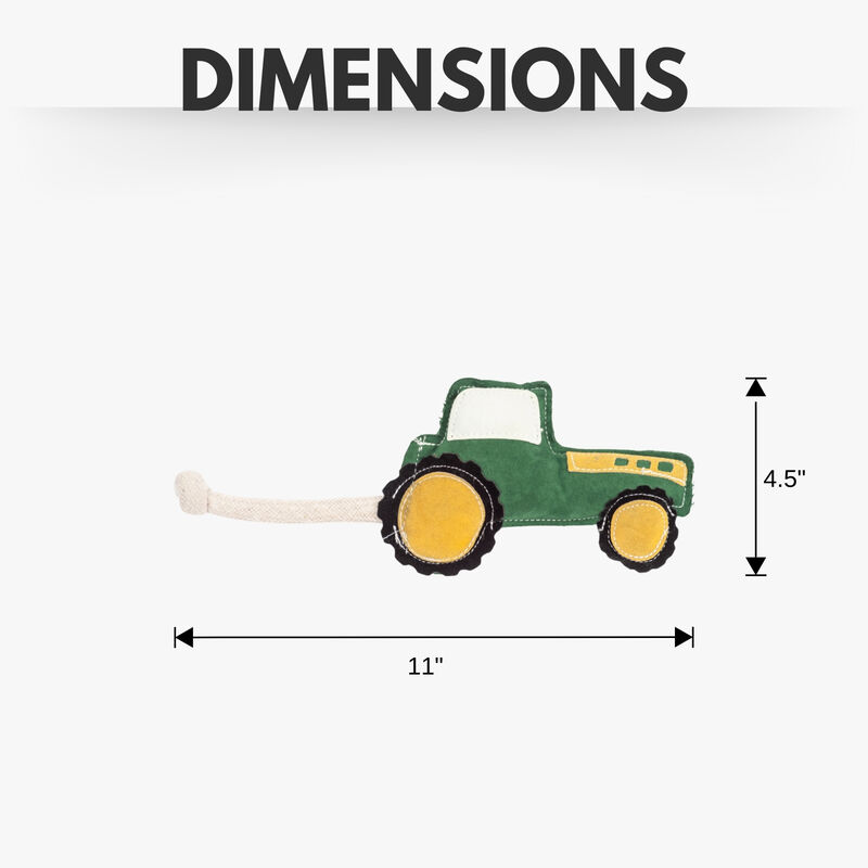 Country Living Vegan Leather Tractor Dog Chew Toy, Durable, Eco-Friendly, Safe and Non-Toxic – Green