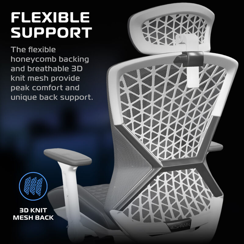 RESPAWN SPIRE Ergonomic Office Chair with Lumbar Support, Headrest, Adjustable Arms and Cooling Gel Seat Cushion, Comfy Breathable Mesh Seat for Home Office, High Back Reclining Gaming Chair