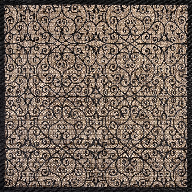 Madrid Vintage Filigree Textured Weave Square Indoor/Outdoor Area Rug