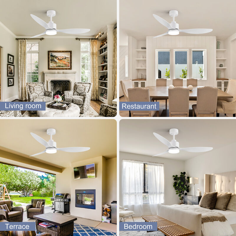 Breezary 52" LED Ceiling Fan with Light, DC Motor, 6 Speed Remote,3 Reversible Blades, Quiet image number 7