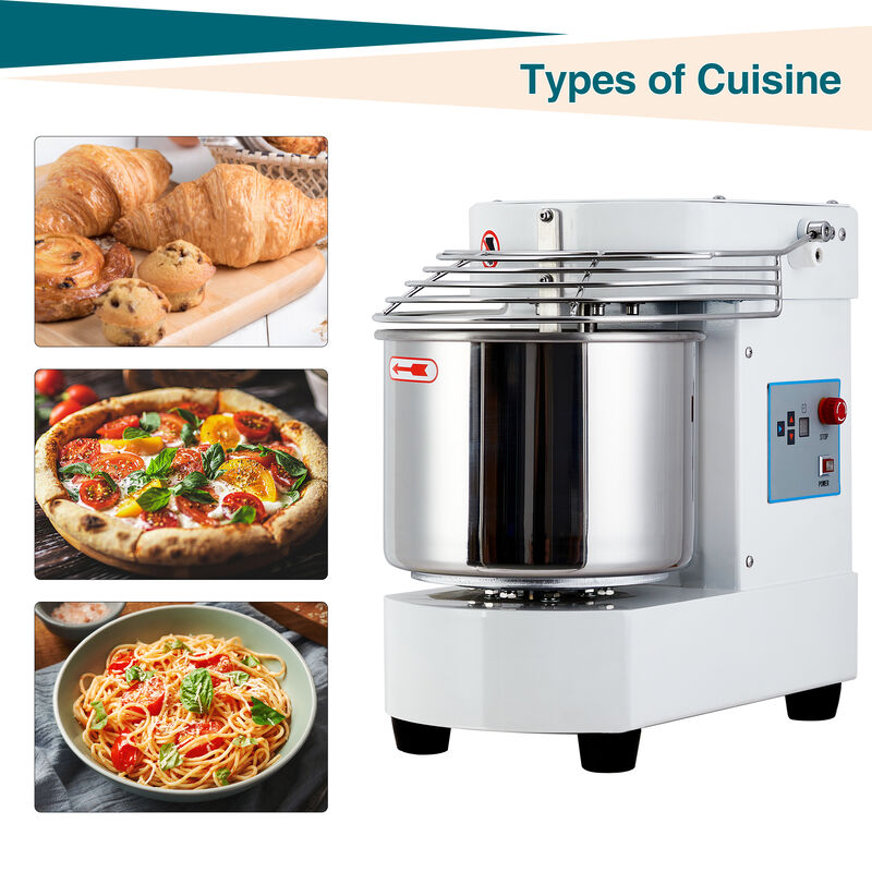 650W 10.57Qt Commercial Dough Kneader, Dual Rotation with Stainless Steel Bowl, Timer & Safety Guard image number 2