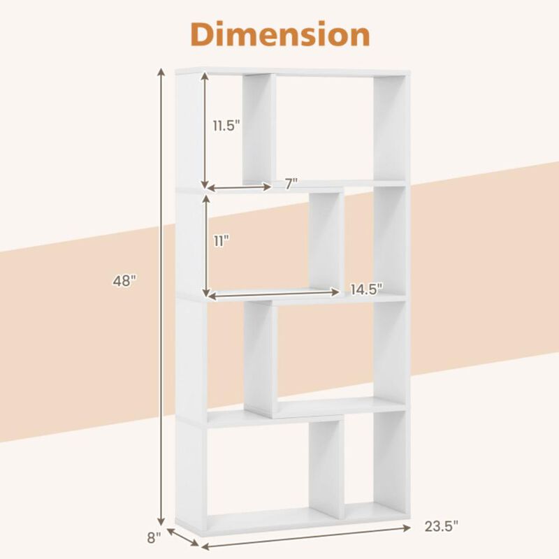 Hivvago 4-Tier Geometric Bookshelf with 8 Cubes for Living Room Bedroom
