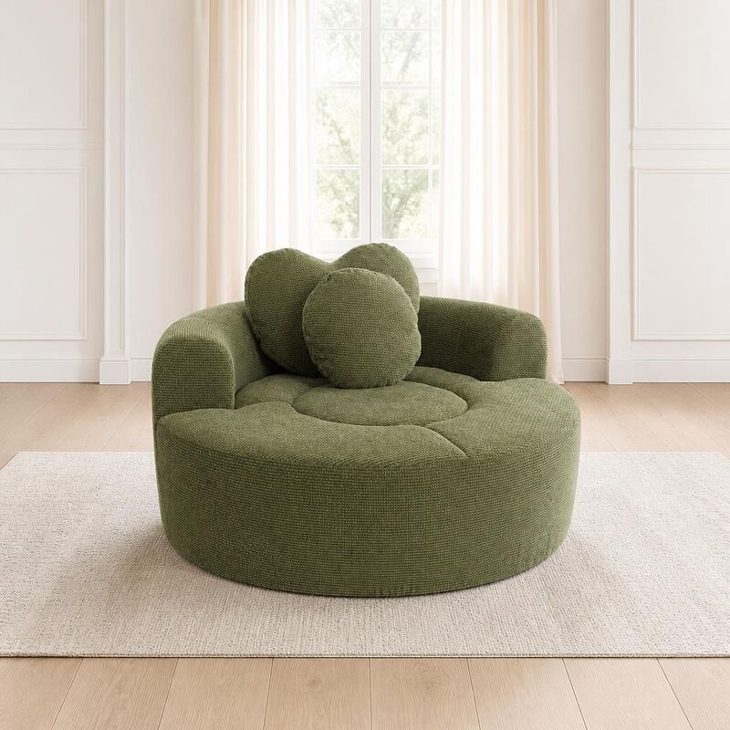 GOODSILO Multi-functional Round Memory Foam Sectional Convertible Sofa Bed Cloud Couch for Small Living Spaces, Apartments and Offices image number 3