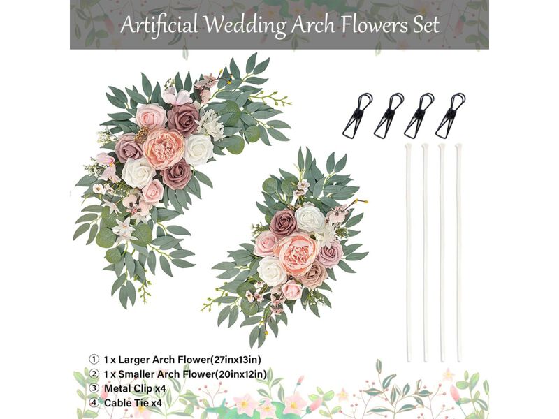 Pink Artificial Flowers Wedding Centerpiece Decor Arch 2 Arch image number 2