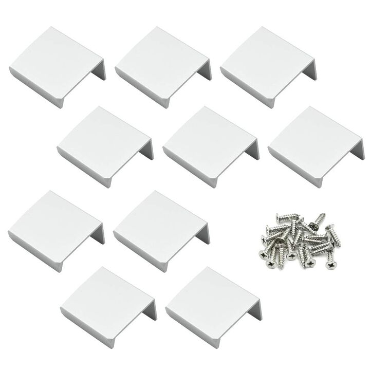 LC LICTOP 10Pcs 35mm/1.37"" Silver Tone Aluminum Finger Edge Pull Concealed Handle for Home Kitchen Door Drawer Cabinet