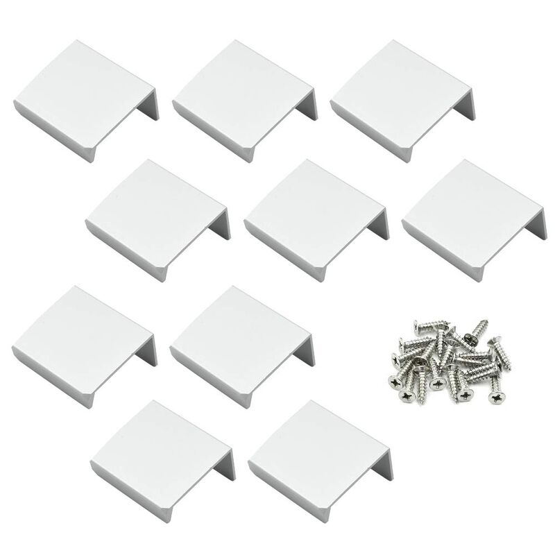 LC LICTOP 10Pcs 35mm/1.37"" Silver Tone Aluminum Finger Edge Pull Concealed Handle for Home Kitchen Door Drawer Cabinet