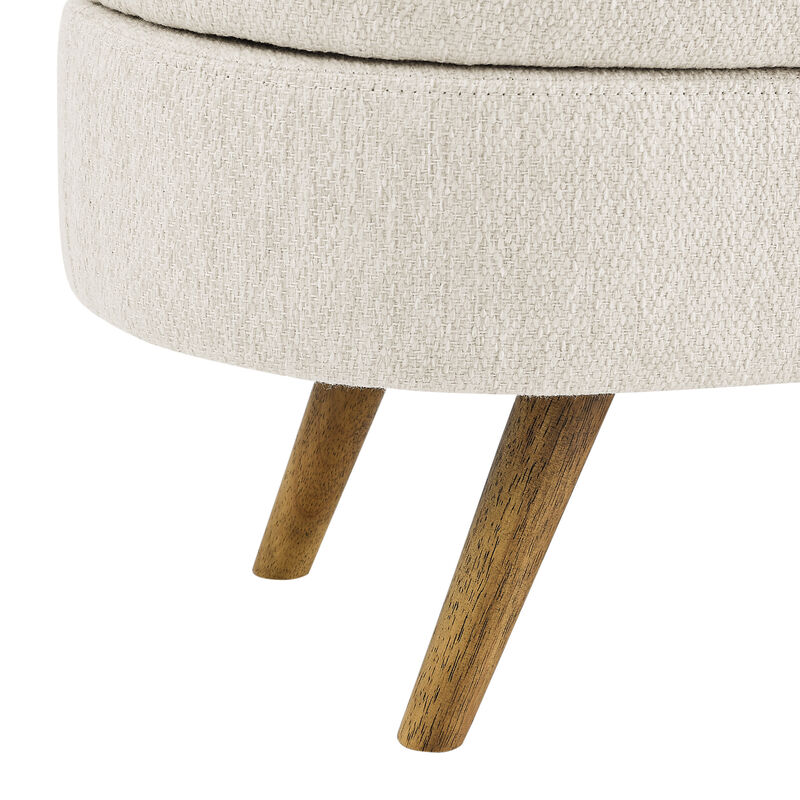Whisen Oval Storage Ottoman, Storage Bench with Rubber Wood Legs image number 8
