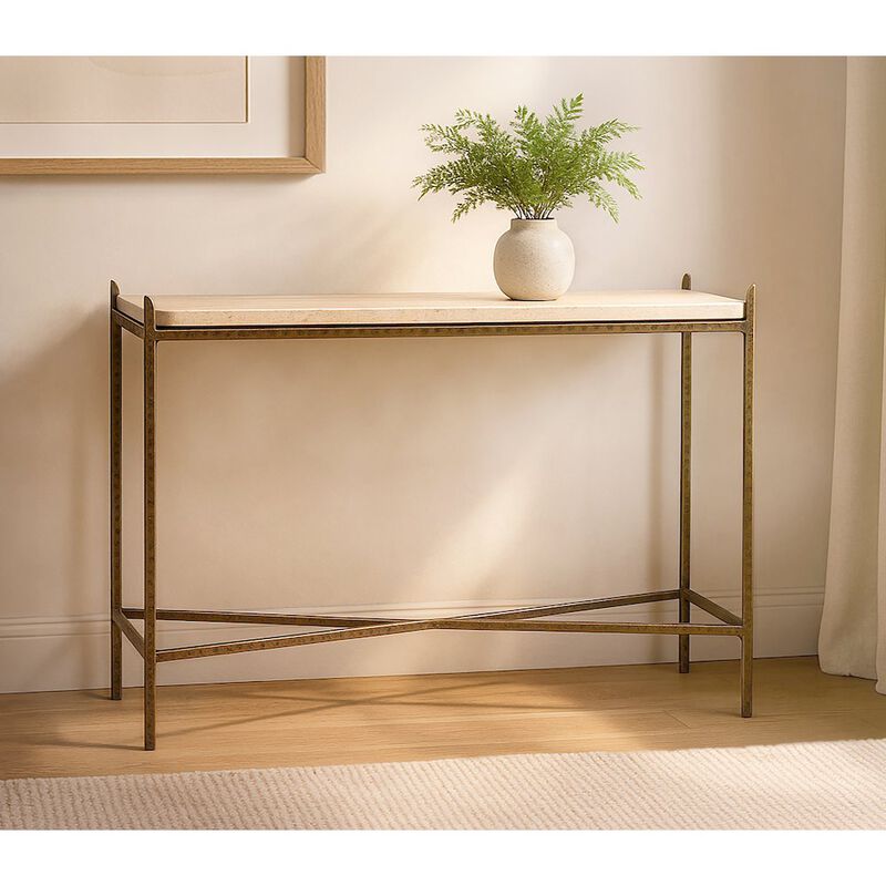 Alex Hamilton Asher 48 Console Table with Travertine Top
