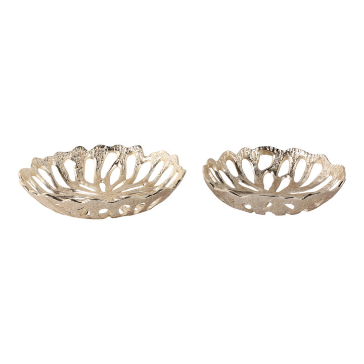 S/2 Metal Cut-out Flower Bowls