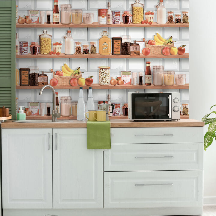 Kitchen Shelf Stories Wallpaper