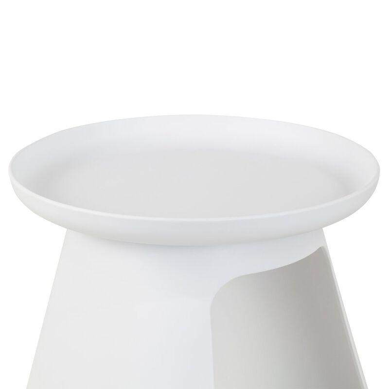 Glamour Home Balius White Plastic Round End Table