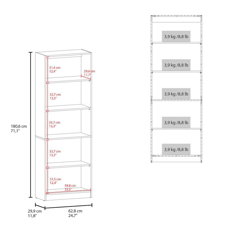 4-Tier Bookcase with Modern Storage for Books and Decor, Natural Oak / White