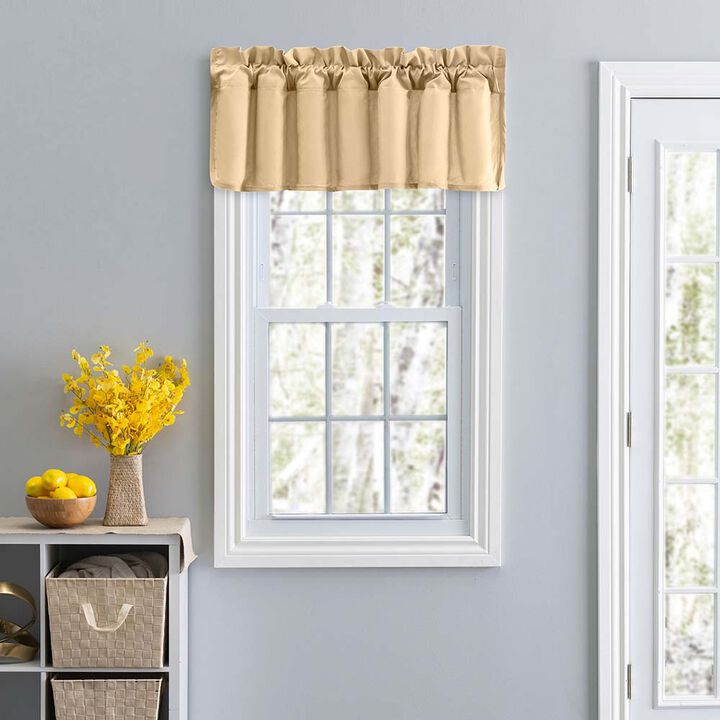 Ellis Stacey Solid Color Window 3" Rod Pocket High Quality Fabric Lined Swag Set Filler Valance 42"x13" Almond