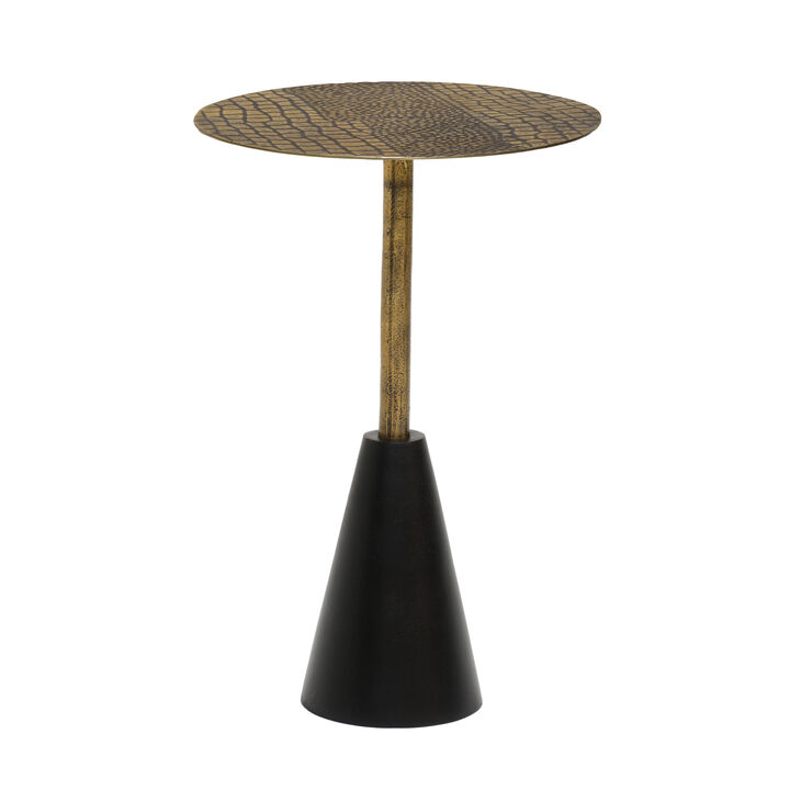 Zavra 21.5" Side End Drink Table | Aluminum Cast Craftmanship I Antique Brass with Crocodile Pattern