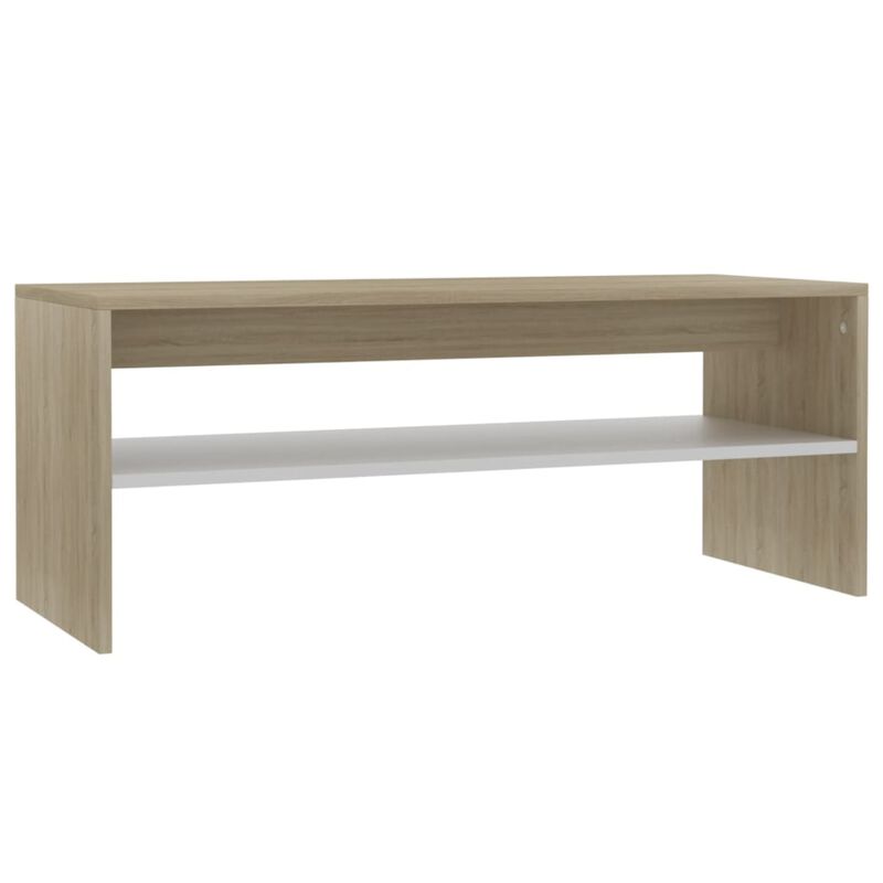 vidaXL Coffee Table White and Sonoma Oak 39.4"x15.7"x15.7" Chipboard