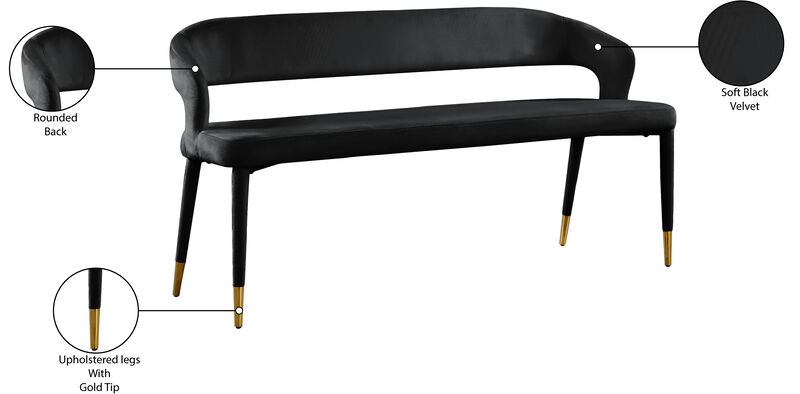 Meridian Furniture Destiny Black Velvet Bench image number 7