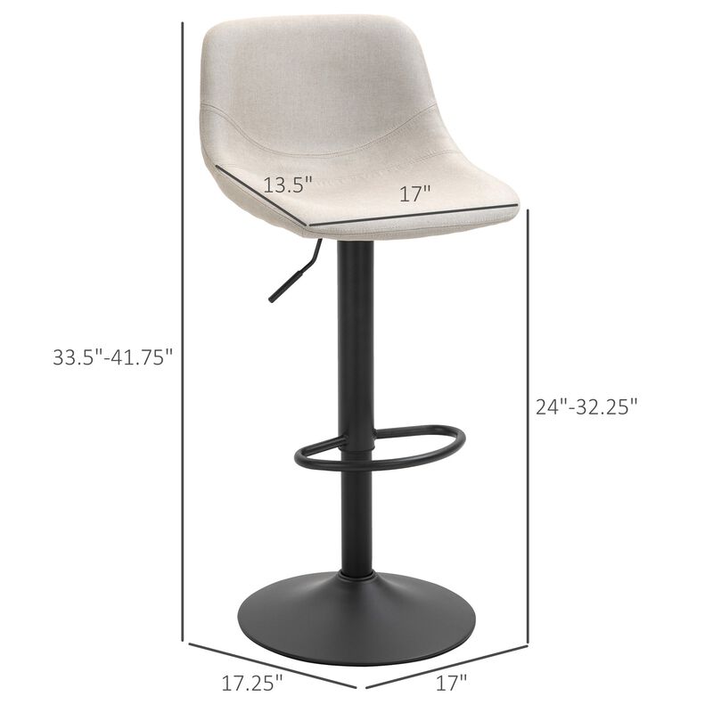 Cream White Bar Seats: Set of 2 Adjustable Swivel Padded Bar Stools