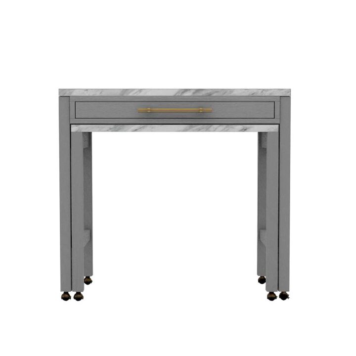 Simple Relax Faux Marble Top Counter Height Table, White, Light Gray