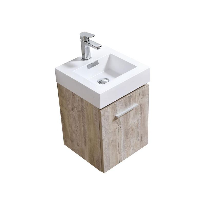 Kubebath Bliss 16 Nature Wood Wall Mount Modern Bathroom Vanity