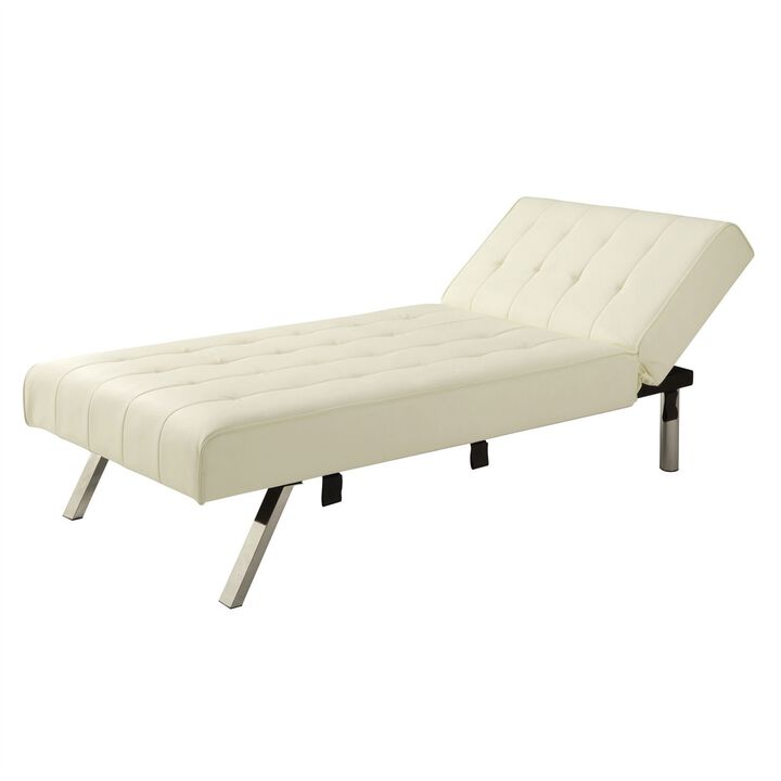 Hivvago Vanilla Chaise Lounge Sleeper Bed with Contemporary Chrome Legs