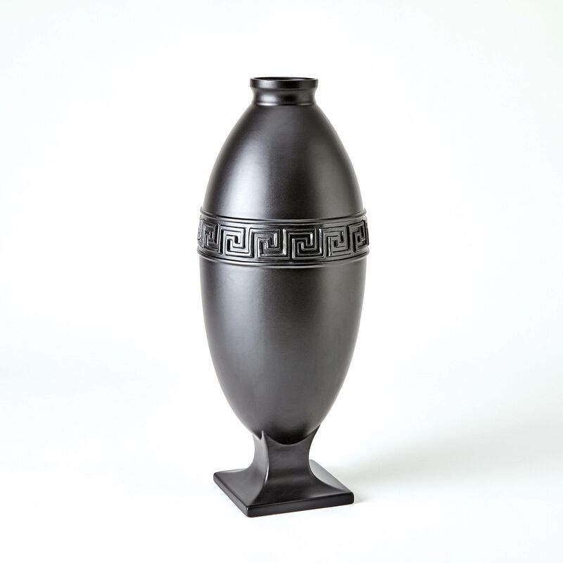 Greek Key Vase-Black-Large