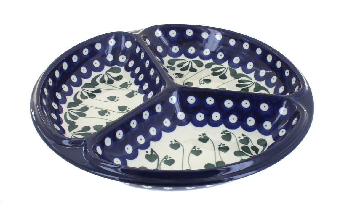 Blue Rose Polish Pottery Joanna Three Part Divided Dish