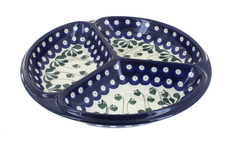Blue Rose Polish Pottery Joanna Three Part Divided Dish