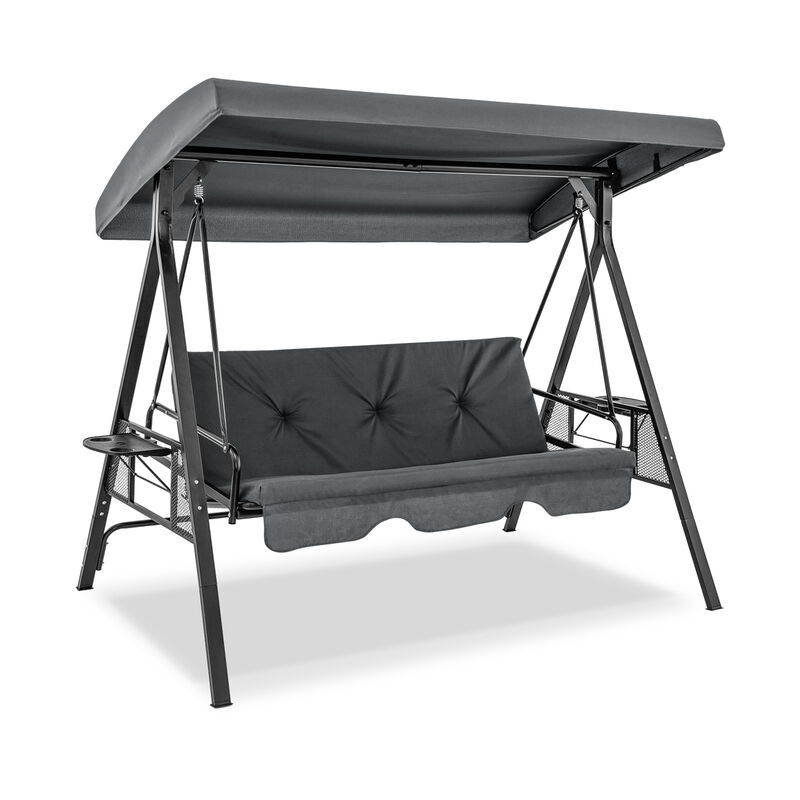 Convertible 3-Seat Patio Porch Swing Chair with Flat Bed and Adjustable Canopy image number 0