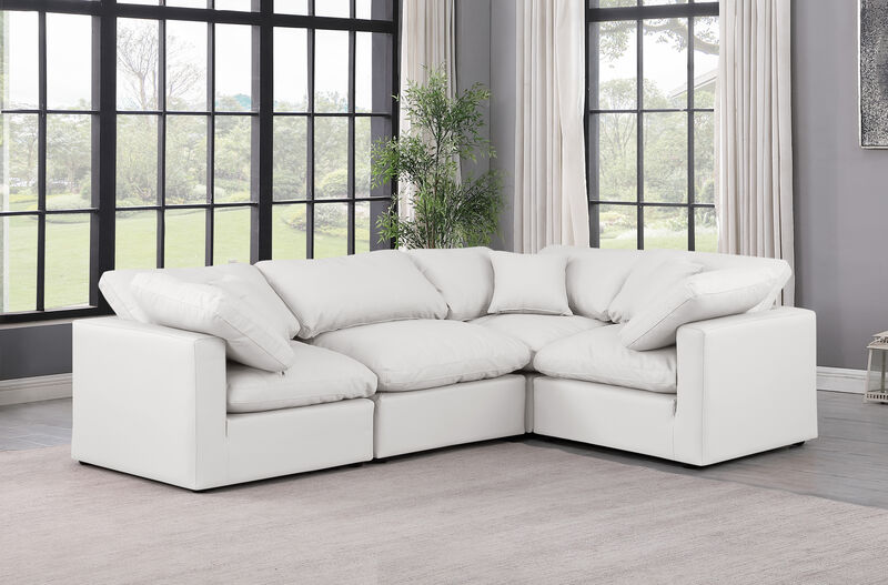 Meridian Furniture Indulge Cream Vegan Leather Modular Sectional image number 1