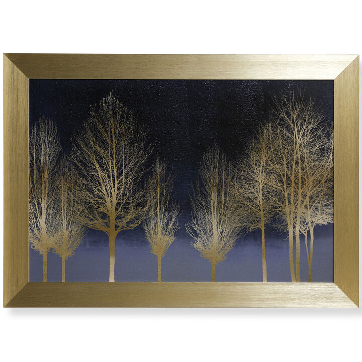 Gold Forest On Blue Framed Print