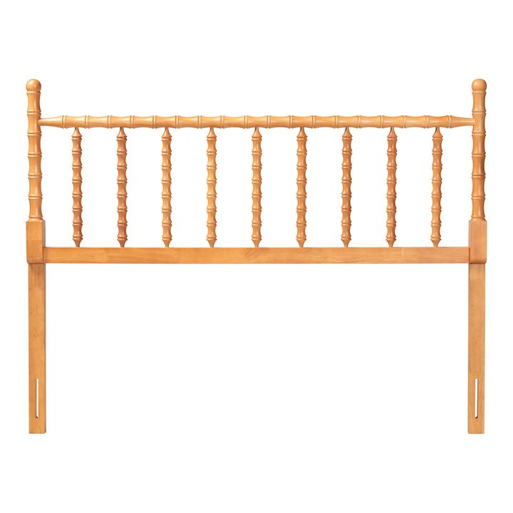 Baxton Studio Edaline Bamboo Motif Headboard - Crafted Wood Panel with Decorative Turned Spindle Design for Boho Costal Bedroom