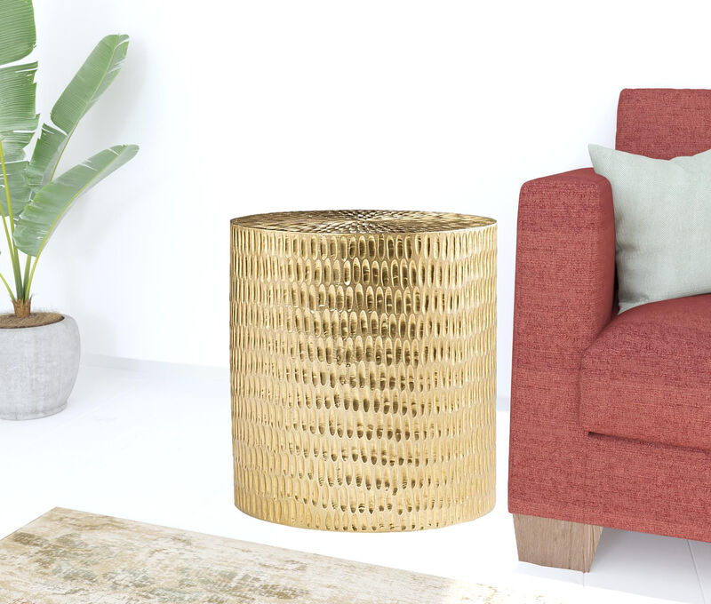 Hivvago 18 Inch  Gold Manufactured Wood And Solid Wood Round End Table