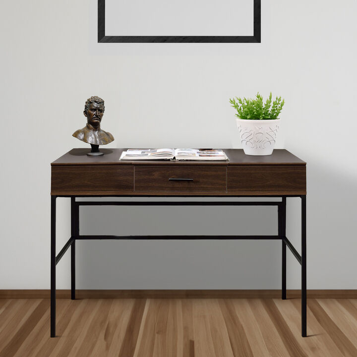 Writing Desk with Lift Top Storage and USB Plugin, Brown-Benzara