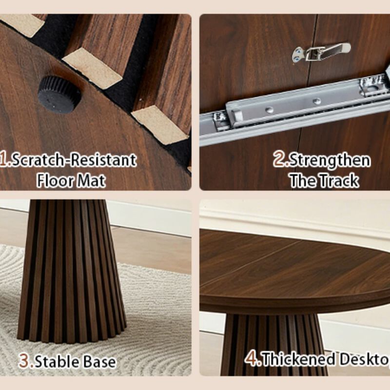 Extendable coffee table MDF oval coffee table with slatted legs Space saving coffee table for living room and home office image number 6