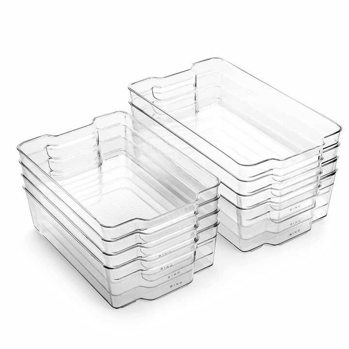 BINO Stackable Multi-Use Storage Organizer Bins, Plastic, BPA-Free, THE STACKER COLLECTION For Pantry/Home Organization, Fridge/