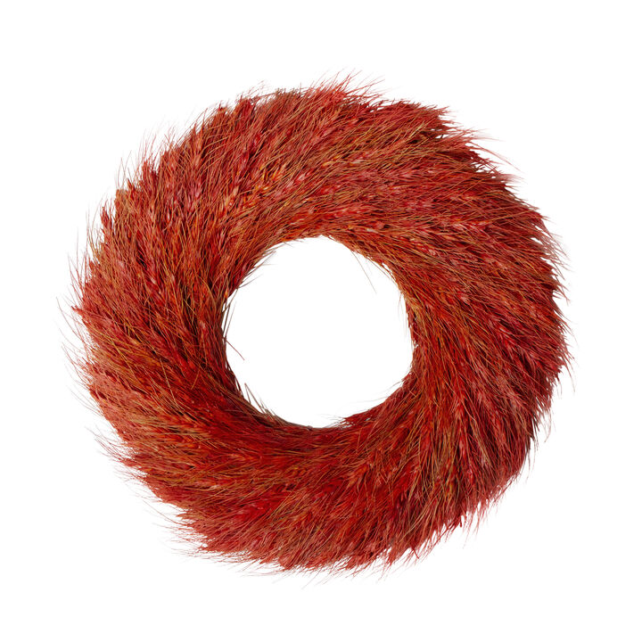 Red and Orange Ears of Wheat Fall Harvest Wreath - 12-Inch  Unlit