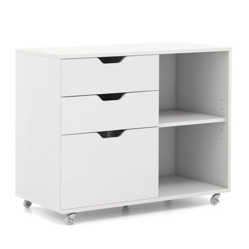 Hivvago 3-Drawer File Cabinet with Adjustable Shelf and Wheels for Letter