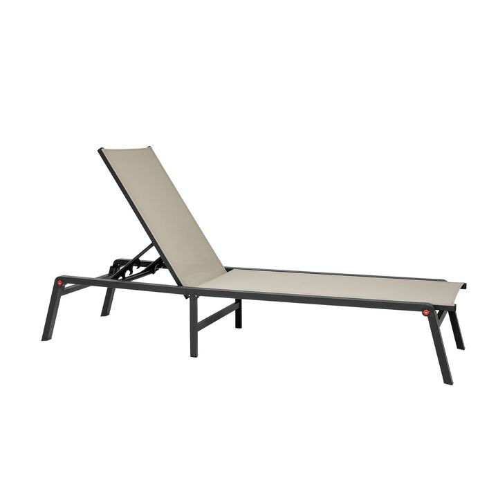 Foldable Outdoor Chaise Lounge Chair with Adjustable Backrest, Pool Recliner for Patio & Beach-Beige