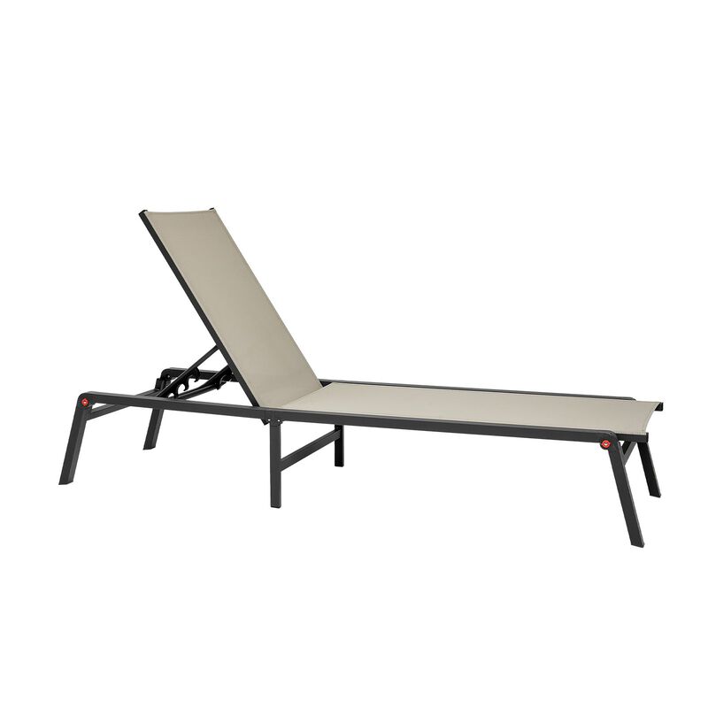 Foldable Outdoor Chaise Lounge Chair with Adjustable Backrest, Pool Recliner for Patio & Beach-Beige image number 0